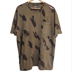 Diem Urban T-Shirt Short Sleeve Cotton Front Pocket Olive Green Black 2XL